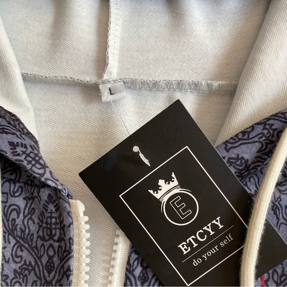 ETCYY Women's Color Block Hoodie Long Sleeve Casual Drawstring Full Zip Sz L - Picture 10 of 10